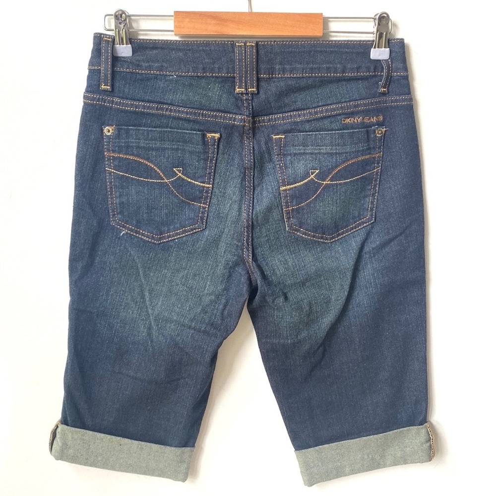 (B48) DKNY Jean Dark wash Blue denim capris shorts, Size 6 - Picture 9 of 12